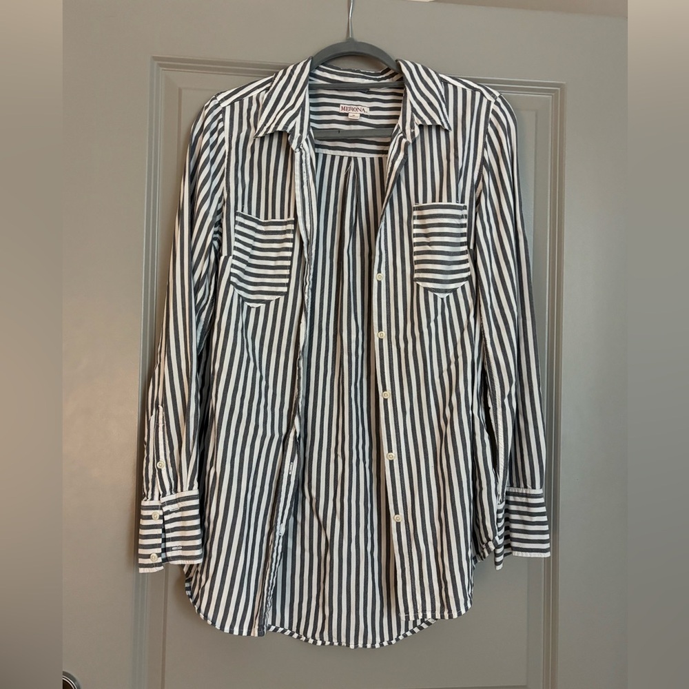 Merona Black and White Striped Shirt